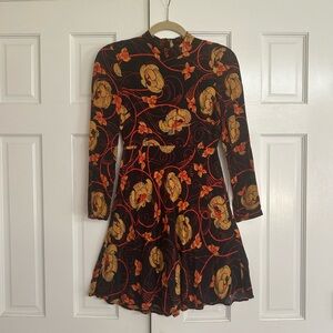 Zara Black Dress with Multi- Color Floral Design. Size: women’s XS